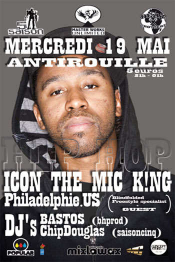 mercredi 19 mai 2010 le mc rapper icon the mic king a montpellier a l antoruille pour un concert hip hop
